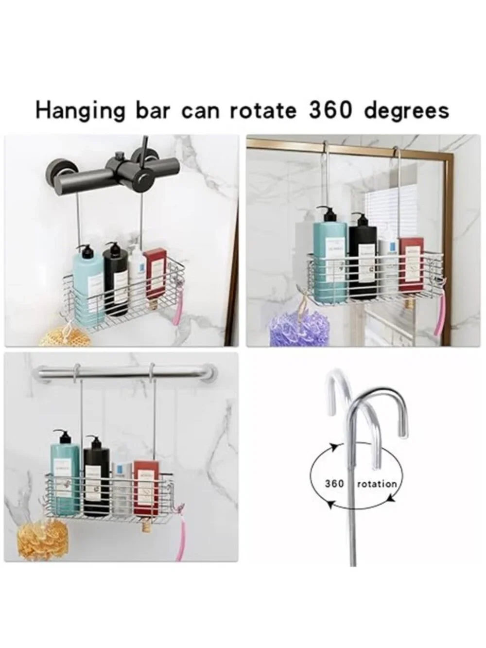 Stainless Steel Shower Door Caddy Hanging Bathroom Organizer Rustproof Shelf